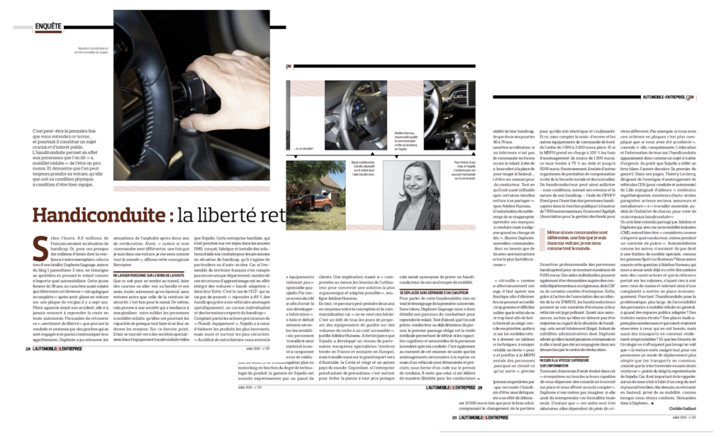 Dossier sur la conduite adaptée du magazine L'Automobile & L'entreprise